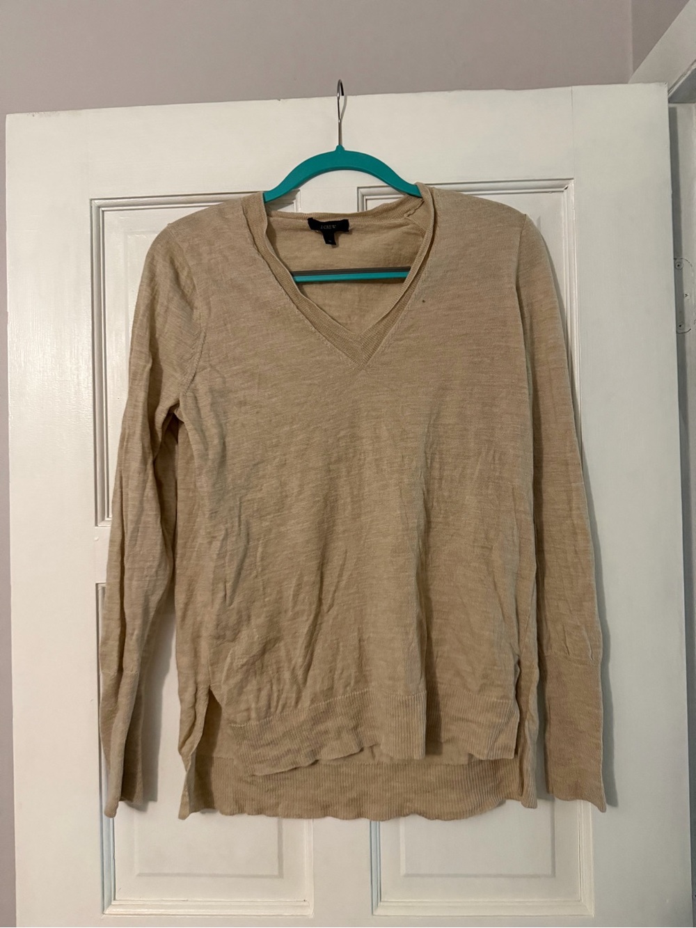 J. Crew Beige V-Neck Lightweight Sweater